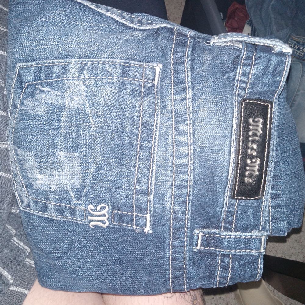 Miss Me Women's Blue Bootcut Jeans with White Stitching